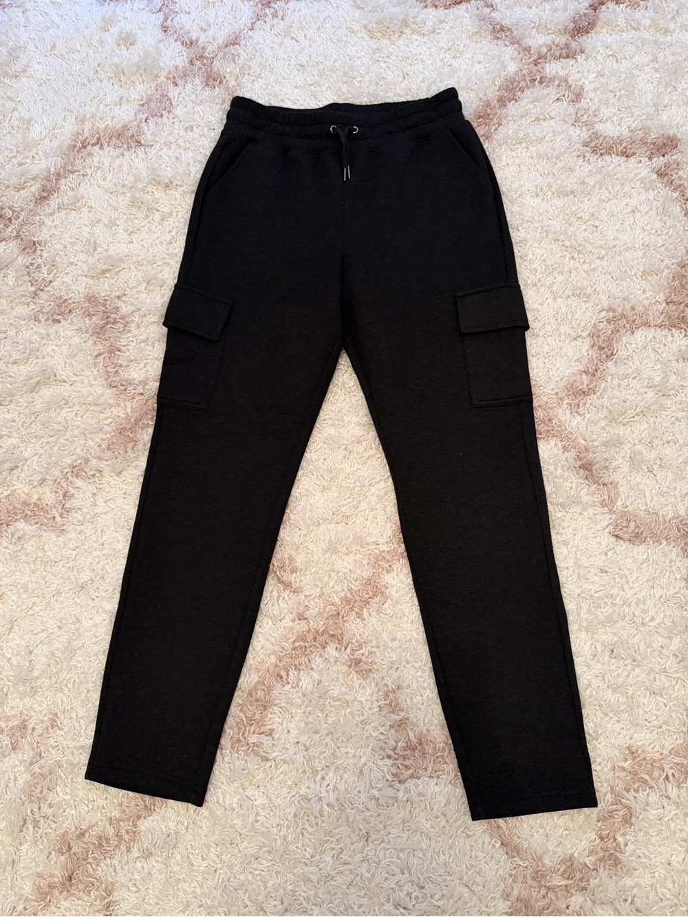 Yogalicious Black Cargo Jogger Pants with Drawstring Waist